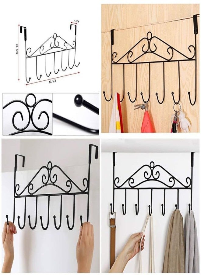 LIRABS® Multi - Functional Steel Over The Door Hook Hanger Organizer/Wall Hook Rack for Hanging Clothes, Door Hanger for Clothes Without Drill - Image 1